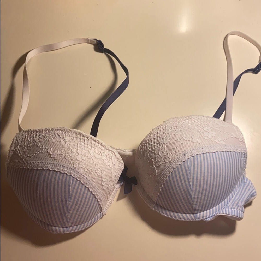 Stripe white and blue bra